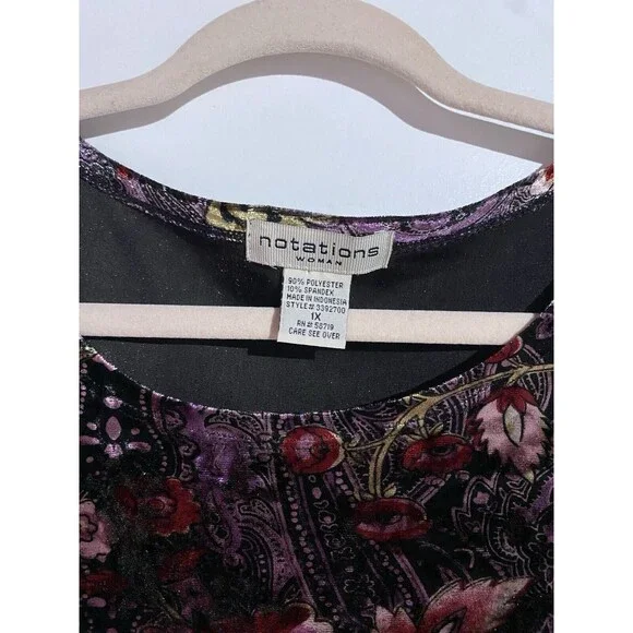Velvet Burnout Blouse Top 1X Purple Floral Whimsigoth Fairygrunge Boho Feminine - Picture 6 of 10